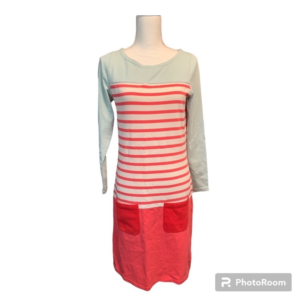 Boden Pink Striped Long Sleeve Cotton Pocket Midi‎ Dress ~ Ladies Size 4L